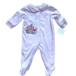 NWT First Moments Infant “My 1st Christmas” Footed Pajamas Girls 3-6 months